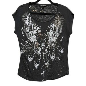 Rock & Republic Y2K Grunge Graphic Tee Women Small Edgy Streetwear Rocker Chic